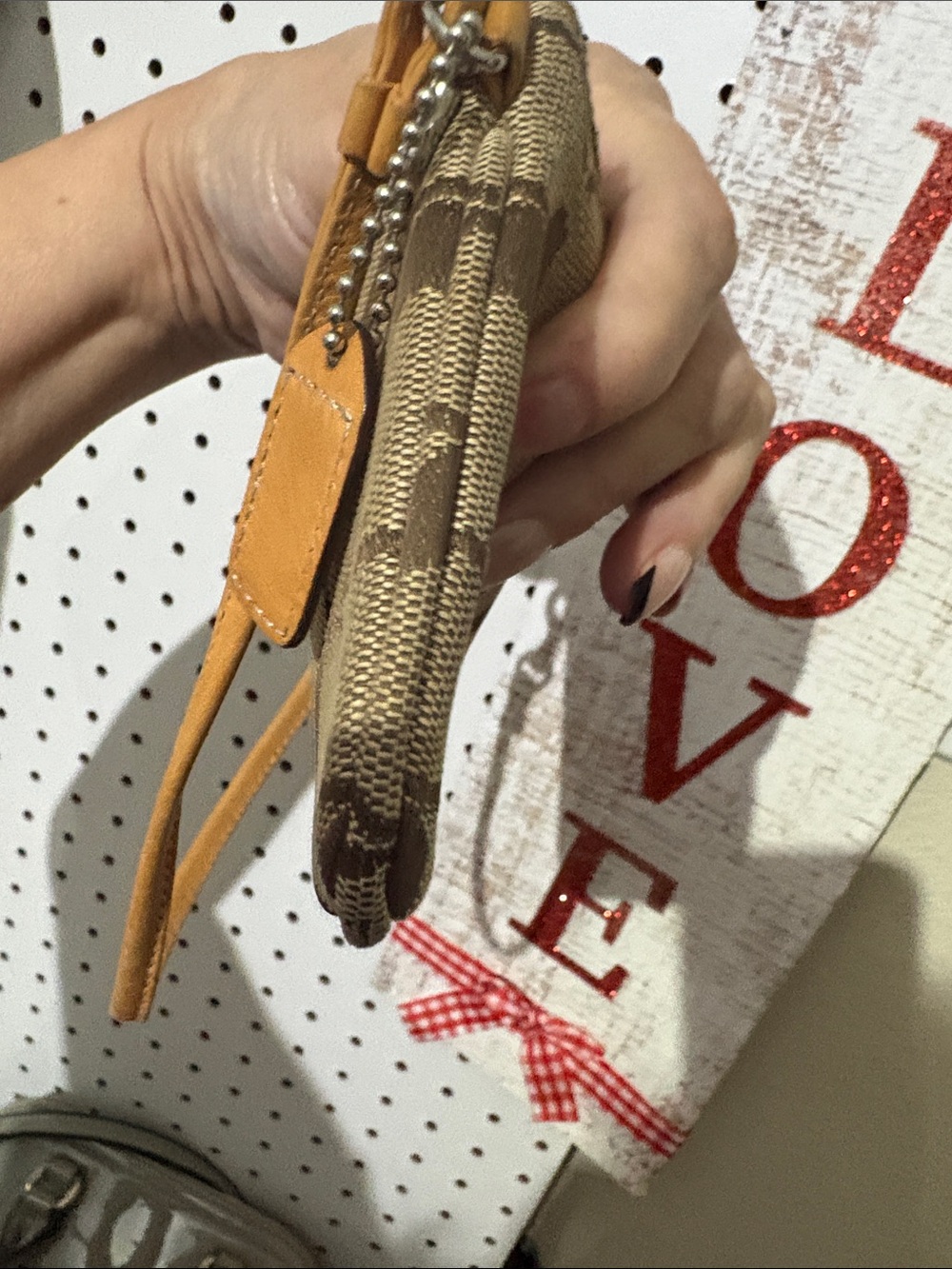 Coach Brown Signature Canvas Wristlet with Tan Trim - Picture 5 of 6